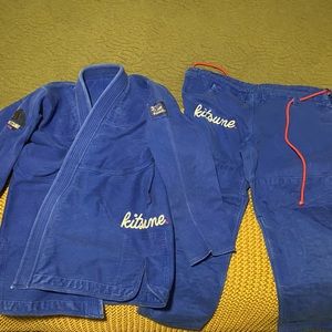 Kitsune BJJ “cursive” kimono, A3, blue, heavy weight